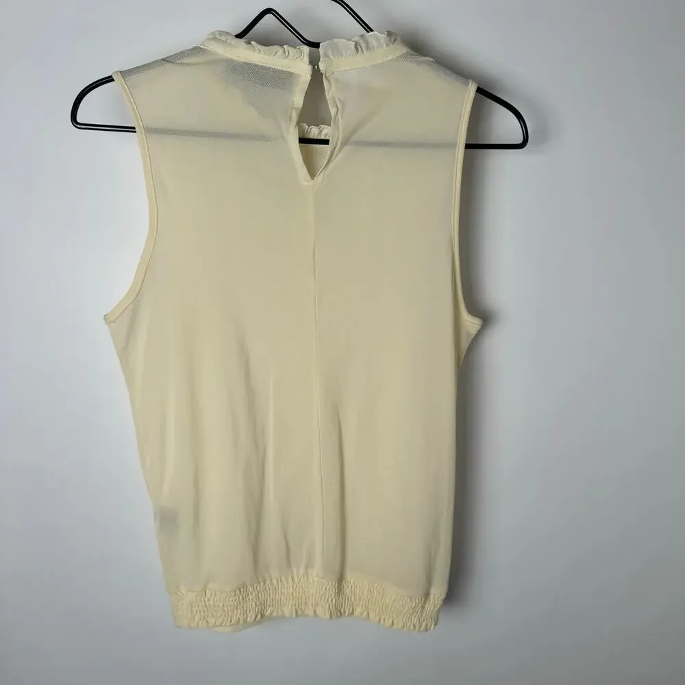 The Limited Sleeveless Lace Detail Top Ruffle Neck Tank Blouse - Picture 6 of 7